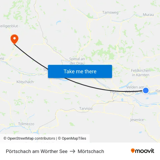 Pörtschach am Wörther See to Mörtschach map