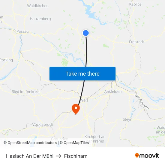 Haslach An Der Mühl to Fischlham map