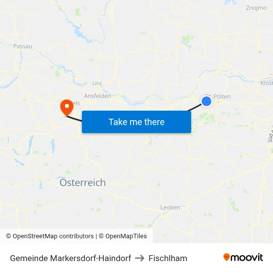 Gemeinde Markersdorf-Haindorf to Fischlham map