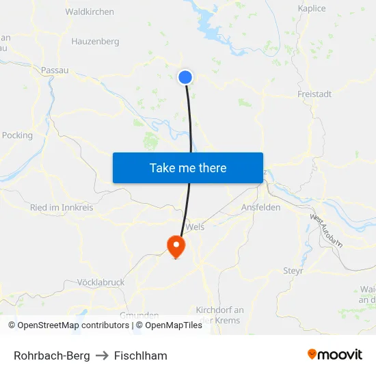 Rohrbach-Berg to Fischlham map