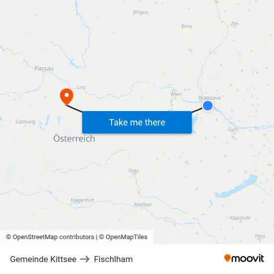 Gemeinde Kittsee to Fischlham map