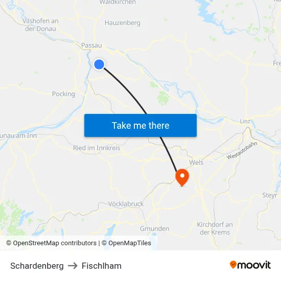 Schardenberg to Fischlham map