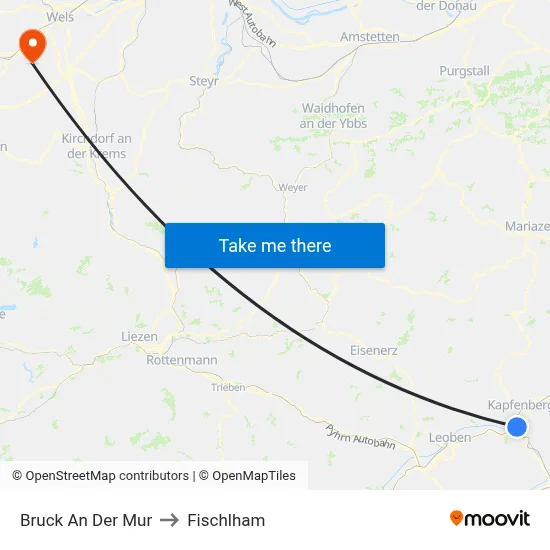 Bruck An Der Mur to Fischlham map