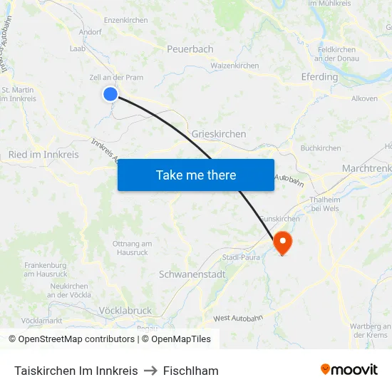 Taiskirchen Im Innkreis to Fischlham map