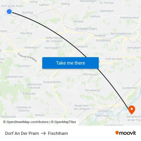 Dorf An Der Pram to Fischlham map