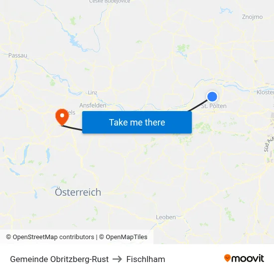 Gemeinde Obritzberg-Rust to Fischlham map