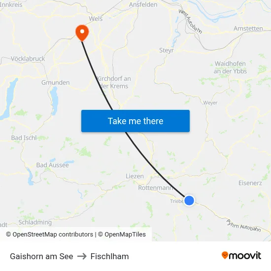 Gaishorn am See to Fischlham map