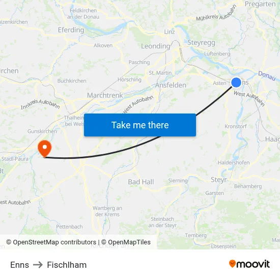 Enns to Fischlham map