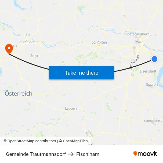 Gemeinde Trautmannsdorf to Fischlham map