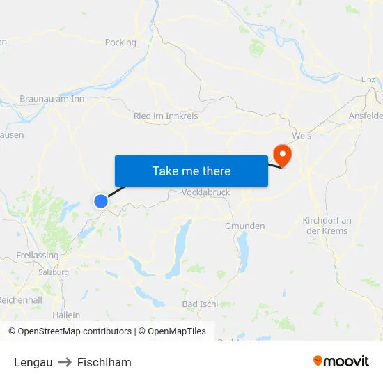 Lengau to Fischlham map