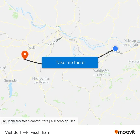 Viehdorf to Fischlham map