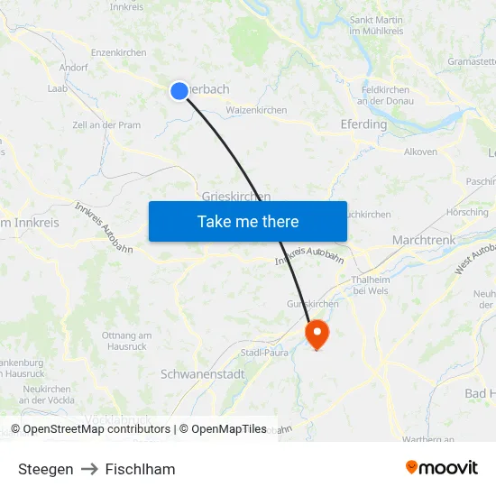 Steegen to Fischlham map