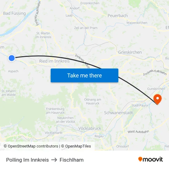 Polling Im Innkreis to Fischlham map