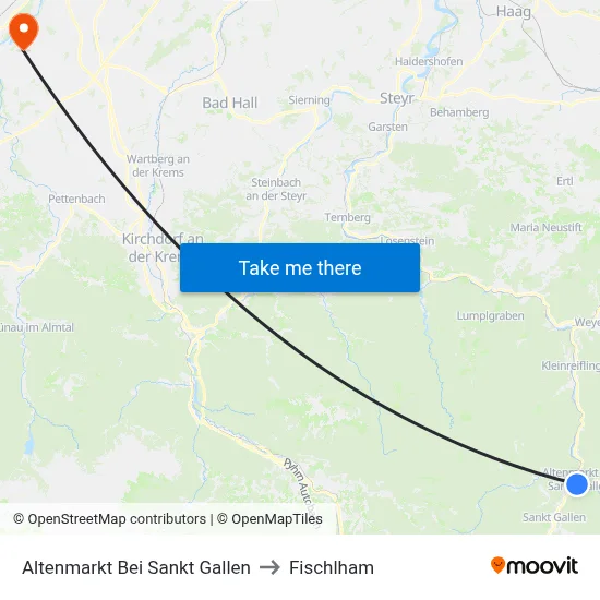 Altenmarkt Bei Sankt Gallen to Fischlham map
