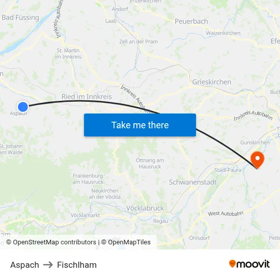 Aspach to Fischlham map
