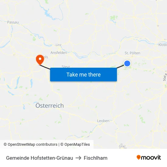 Gemeinde Hofstetten-Grünau to Fischlham map