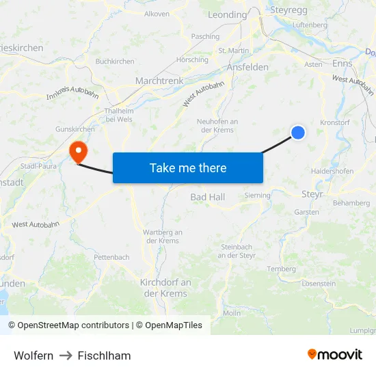 Wolfern to Fischlham map