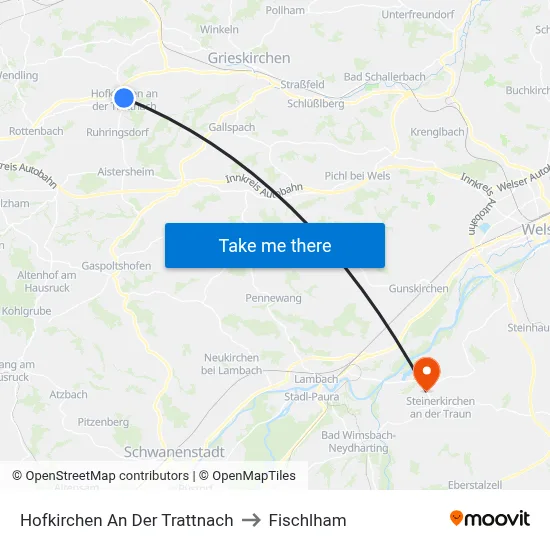 Hofkirchen An Der Trattnach to Fischlham map