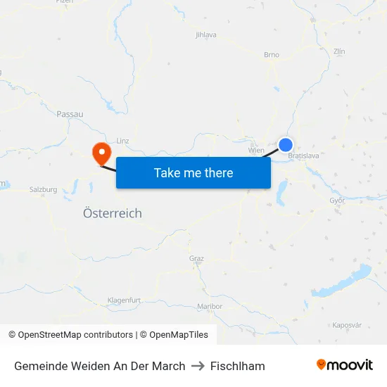 Gemeinde Weiden An Der March to Fischlham map