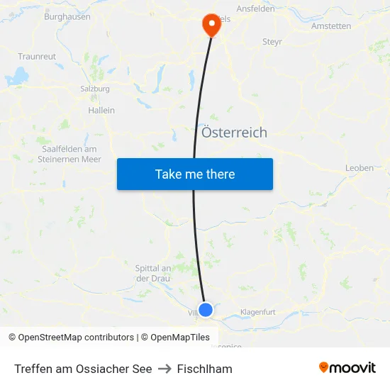 Treffen am Ossiacher See to Fischlham map