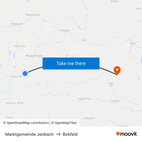 Marktgemeinde Jenbach to Birkfeld map