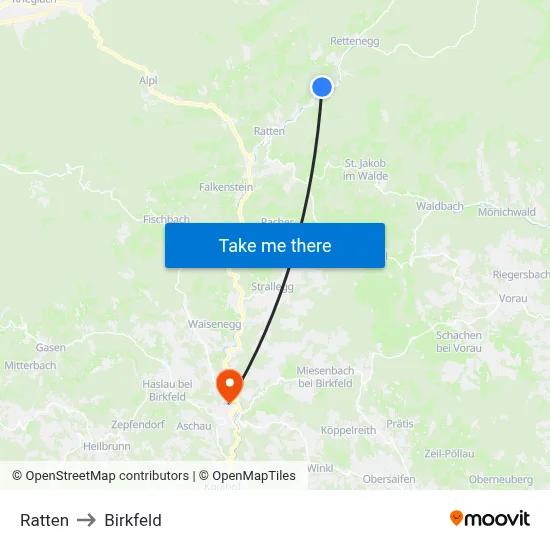 Ratten to Birkfeld map