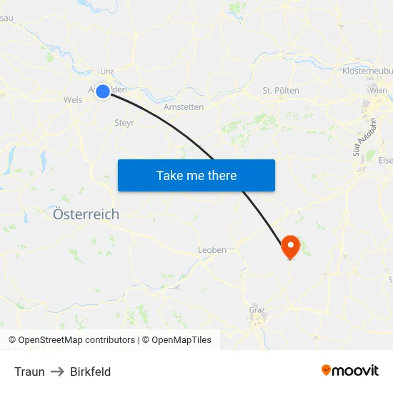 Traun to Birkfeld map
