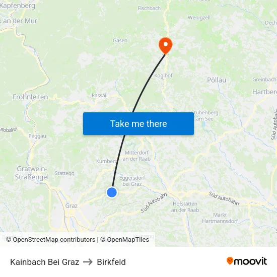 Kainbach Bei Graz to Birkfeld map