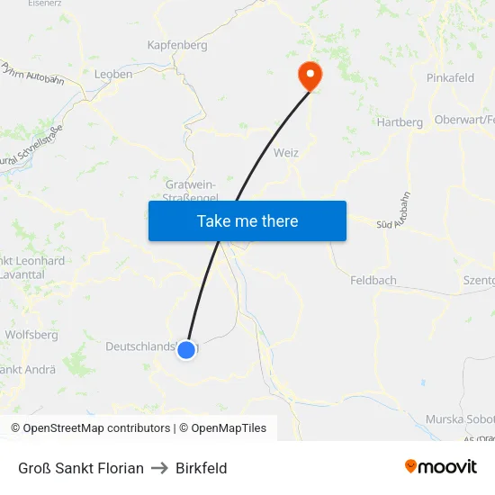 Groß Sankt Florian to Birkfeld map