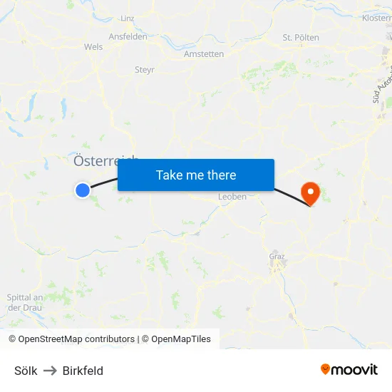 Sölk to Birkfeld map