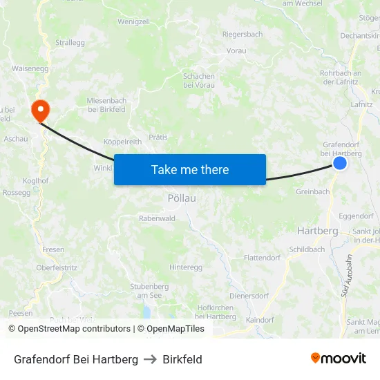 Grafendorf Bei Hartberg to Birkfeld map