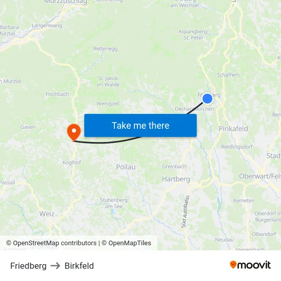Friedberg to Birkfeld map