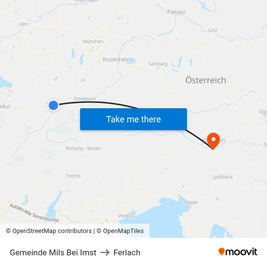 Gemeinde Mils Bei Imst to Ferlach map