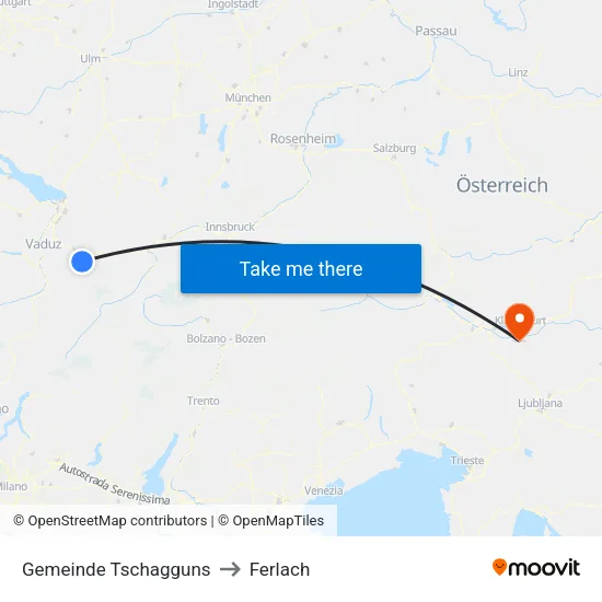 Gemeinde Tschagguns to Ferlach map