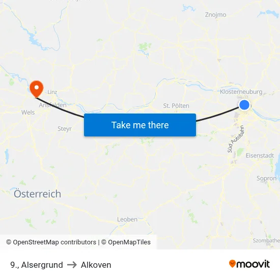 9., Alsergrund to Alkoven map