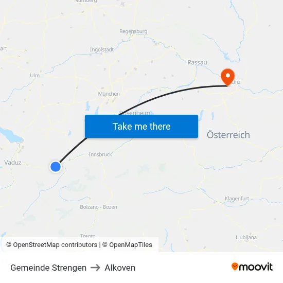 Gemeinde Strengen to Alkoven map