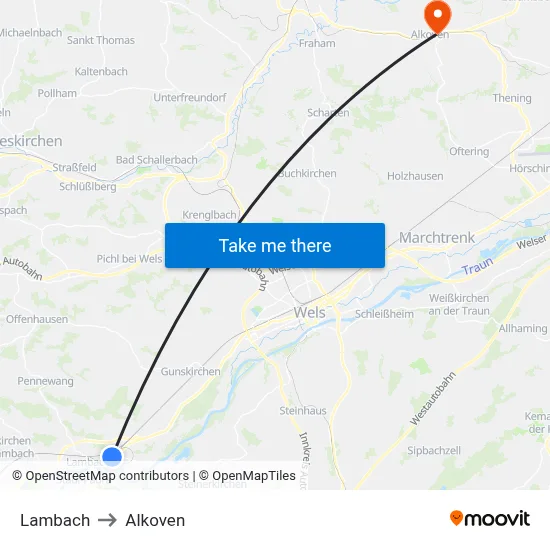 Lambach to Alkoven map