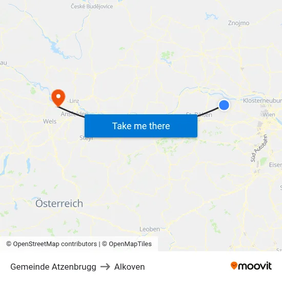 Gemeinde Atzenbrugg to Alkoven map
