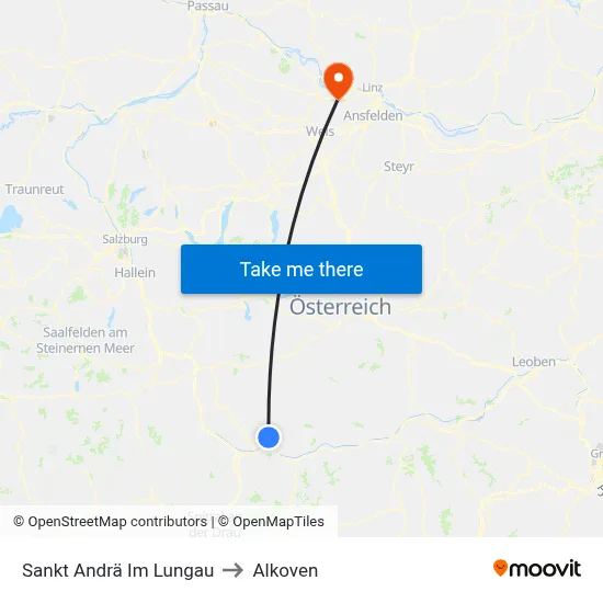 Sankt Andrä Im Lungau to Alkoven map