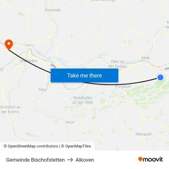 Gemeinde Bischofstetten to Alkoven map