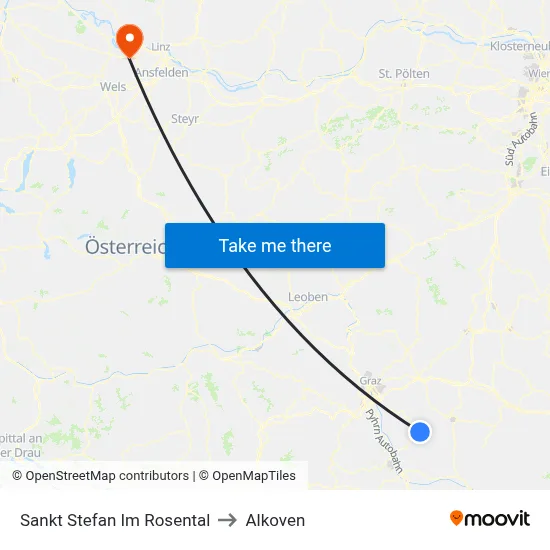 Sankt Stefan Im Rosental to Alkoven map