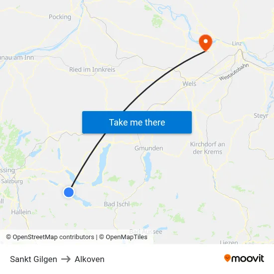 Sankt Gilgen to Alkoven map