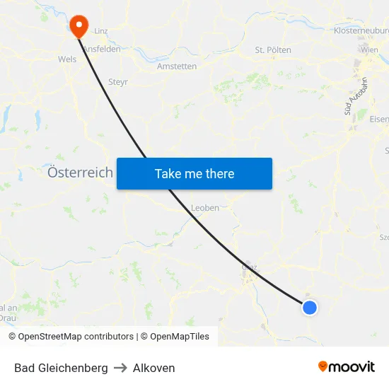 Bad Gleichenberg to Alkoven map