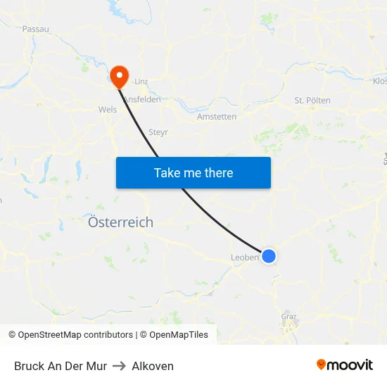 Bruck An Der Mur to Alkoven map