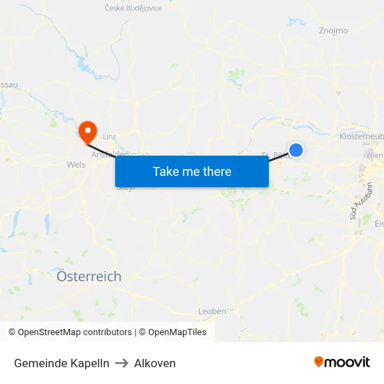 Gemeinde Kapelln to Alkoven map