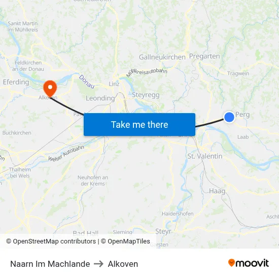 Naarn Im Machlande to Alkoven map