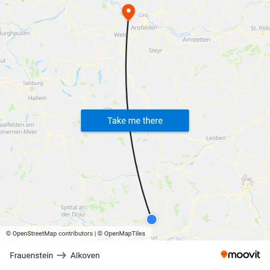 Frauenstein to Alkoven map