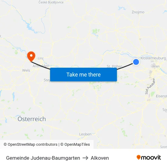 Gemeinde Judenau-Baumgarten to Alkoven map