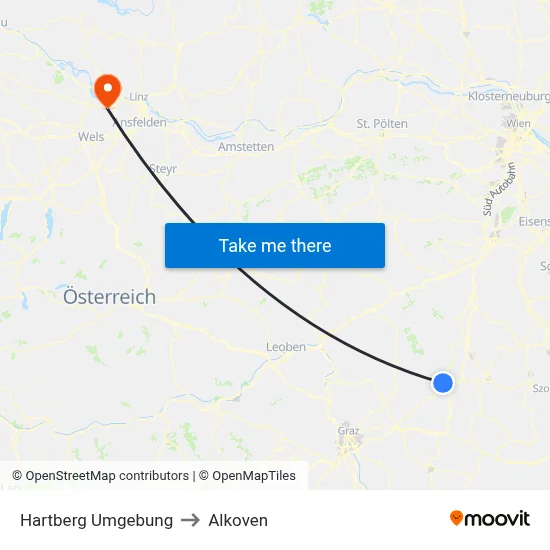 Hartberg Umgebung to Alkoven map