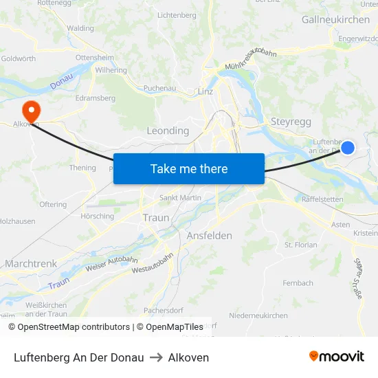 Luftenberg An Der Donau to Alkoven map